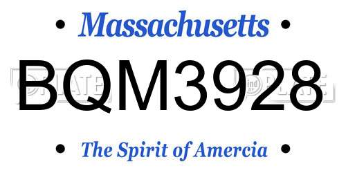 BQM3928 Massachusetts License Plate