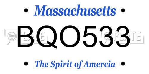BQO533 Massachusetts License Plate