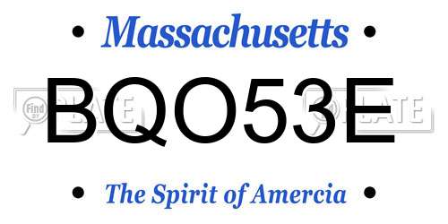 BQO53E Massachusetts License Plate