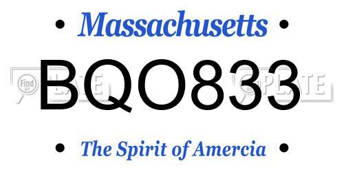 BQO833 Massachusetts License Plate
