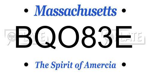 BQO83E Massachusetts License Plate