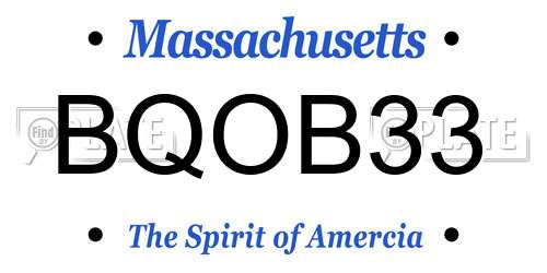 BQOB33 Massachusetts License Plate