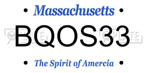 BQOS33 Massachusetts License Plate