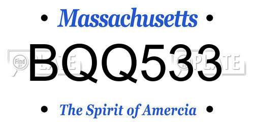 BQQ533 Massachusetts License Plate
