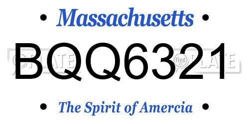 BQQ6321 Massachusetts License Plate
