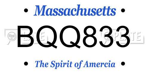 BQQ833 Massachusetts License Plate