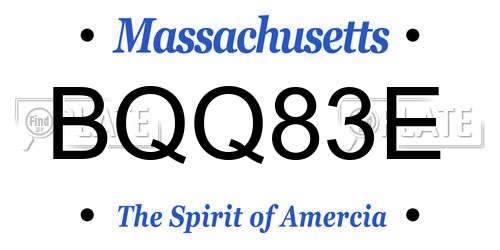 BQQ83E Massachusetts License Plate