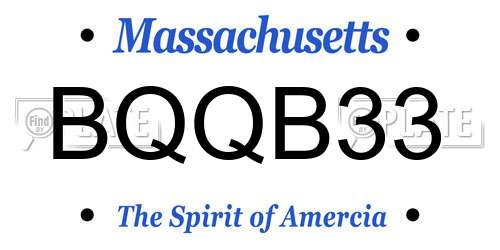 BQQB33 Massachusetts License Plate