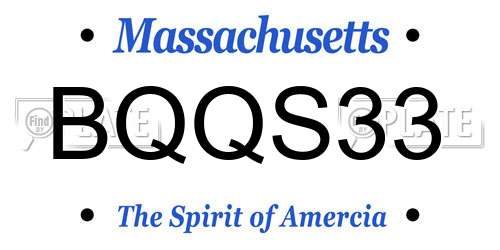 BQQS33 Massachusetts License Plate