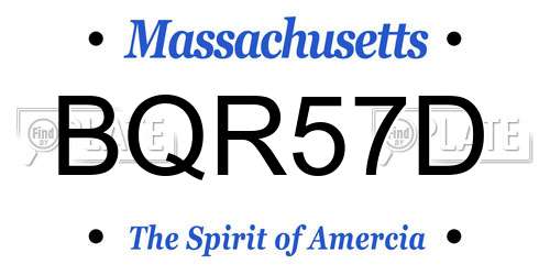 BQR57D Massachusetts License Plate