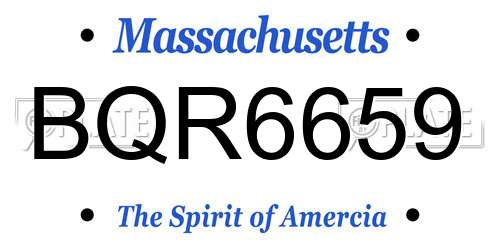 BQR6659 Massachusetts License Plate