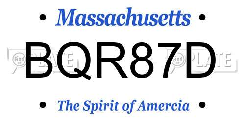 BQR87D Massachusetts License Plate