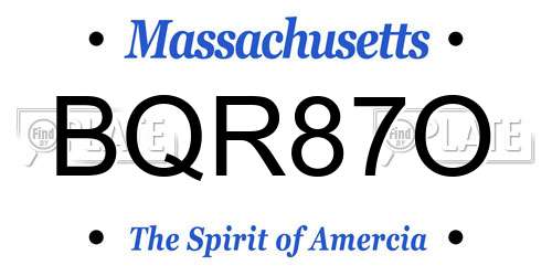 BQR87O Massachusetts License Plate