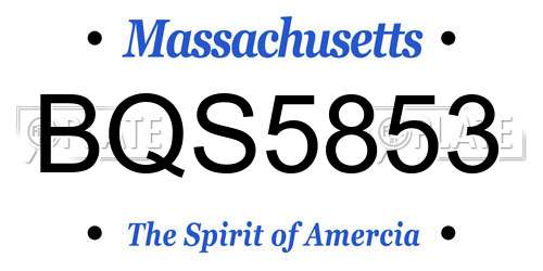 BQS5853 Massachusetts License Plate
