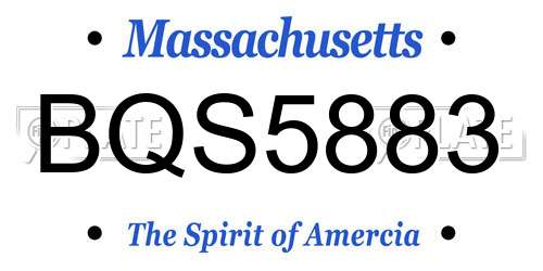 BQS5883 Massachusetts License Plate