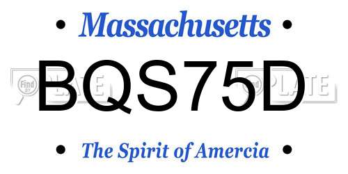 BQS75D Massachusetts License Plate