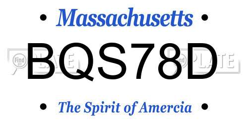 BQS78D Massachusetts License Plate