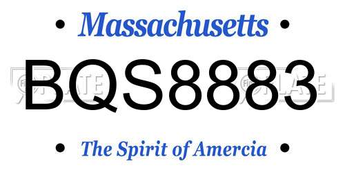 BQS8883 Massachusetts License Plate