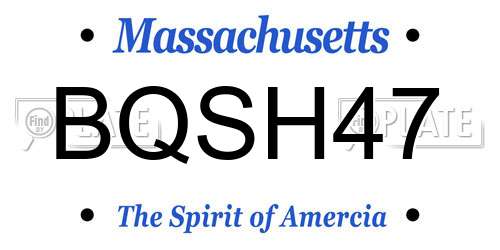 BQSH47 Massachusetts License Plate