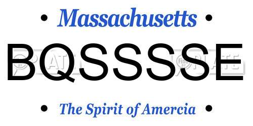 BQSSSSE Massachusetts License Plate