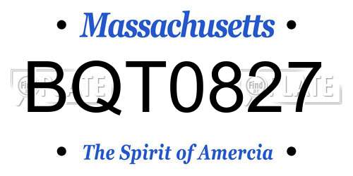 BQT0827 Massachusetts License Plate