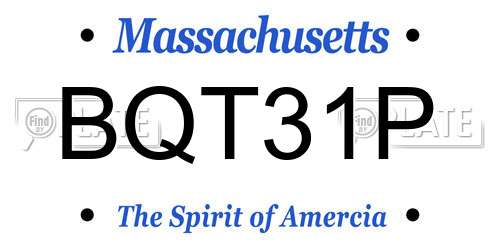 BQT31P Massachusetts License Plate