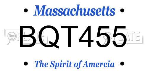 BQT455 Massachusetts License Plate