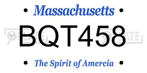 BQT458 Massachusetts License Plate