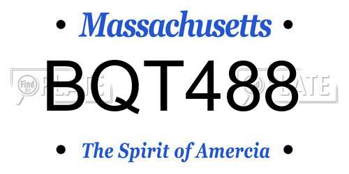 BQT488 Massachusetts License Plate