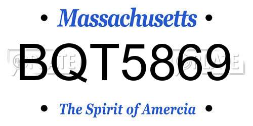 BQT5869 Massachusetts License Plate