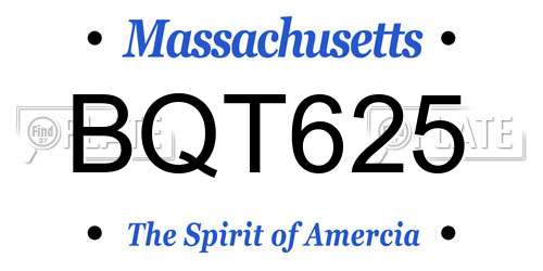 BQT625 Massachusetts License Plate
