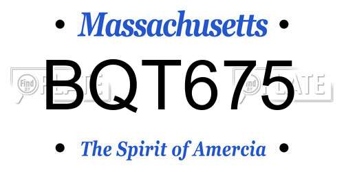 BQT675 Massachusetts License Plate