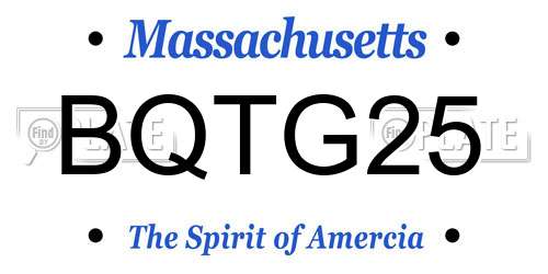 BQTG25 Massachusetts License Plate