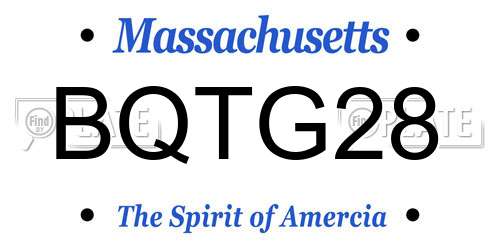 BQTG28 Massachusetts License Plate