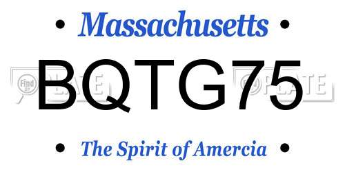 BQTG75 Massachusetts License Plate
