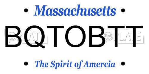 BQTOBTT Massachusetts License Plate