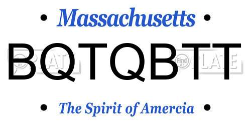 BQTQBTT Massachusetts License Plate