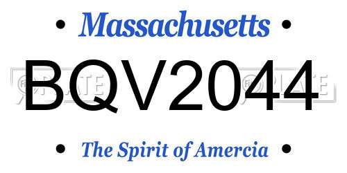 BQV2044 Massachusetts License Plate