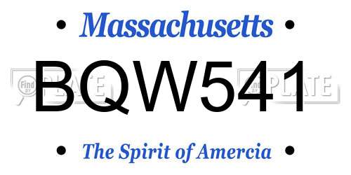 BQW541 Massachusetts License Plate