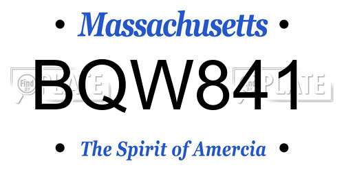 BQW841 Massachusetts License Plate