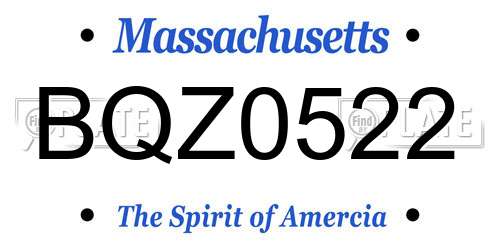 BQZ0522 Massachusetts License Plate