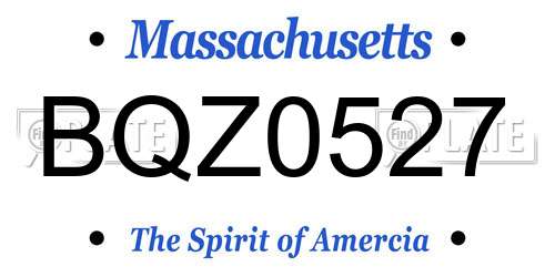 BQZ0527 Massachusetts License Plate