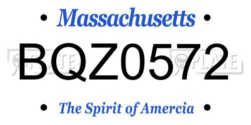BQZ0572 Massachusetts License Plate