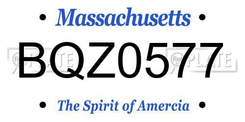 BQZ0577 Massachusetts License Plate