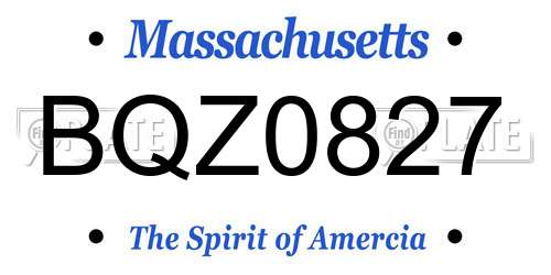 BQZ0827 Massachusetts License Plate