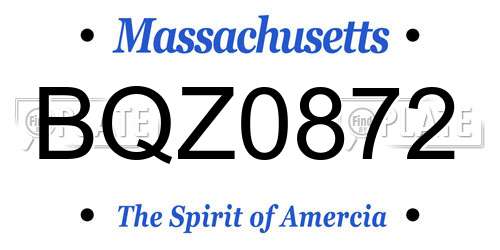 BQZ0872 Massachusetts License Plate