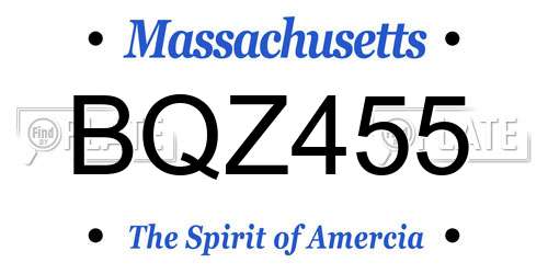 BQZ455 Massachusetts License Plate