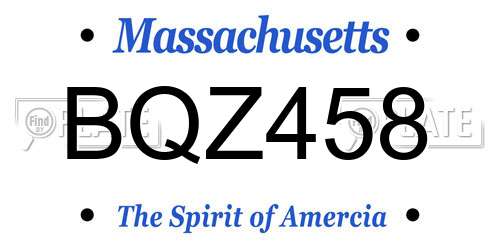 BQZ458 Massachusetts License Plate