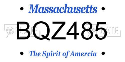 BQZ485 Massachusetts License Plate