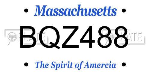 BQZ488 Massachusetts License Plate